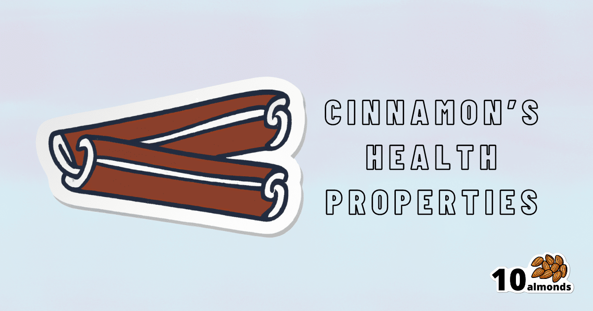 A sticker featuring the tale of cinnamon's health properties.