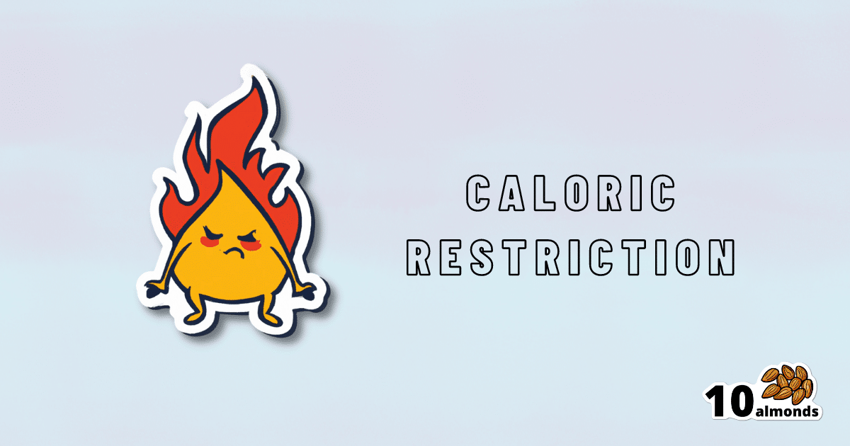 A sticker promoting "calorie restriction" with the goal of Healthy Long Life.