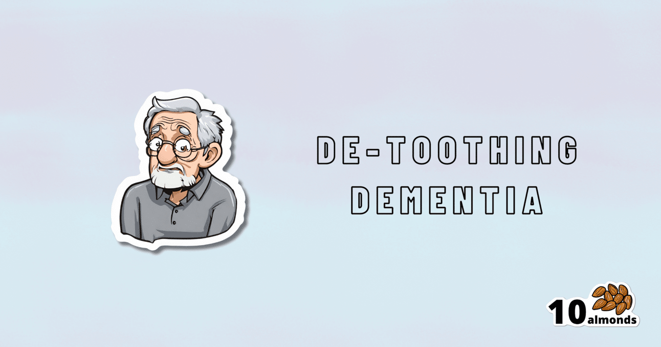 A sticker promoting awareness for dementia, designed to de-tooth the stigma surrounding the disease.