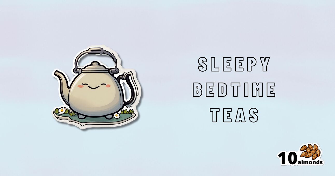 A cartoon teapot with a smiling face, designed for sleep-enhancing teas before bed.